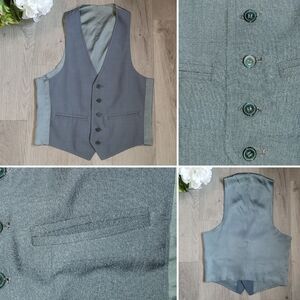 Steel Blue Gray Textured Waistcoat Vest, Men's XS (32-34R) or Women's Medium (M)